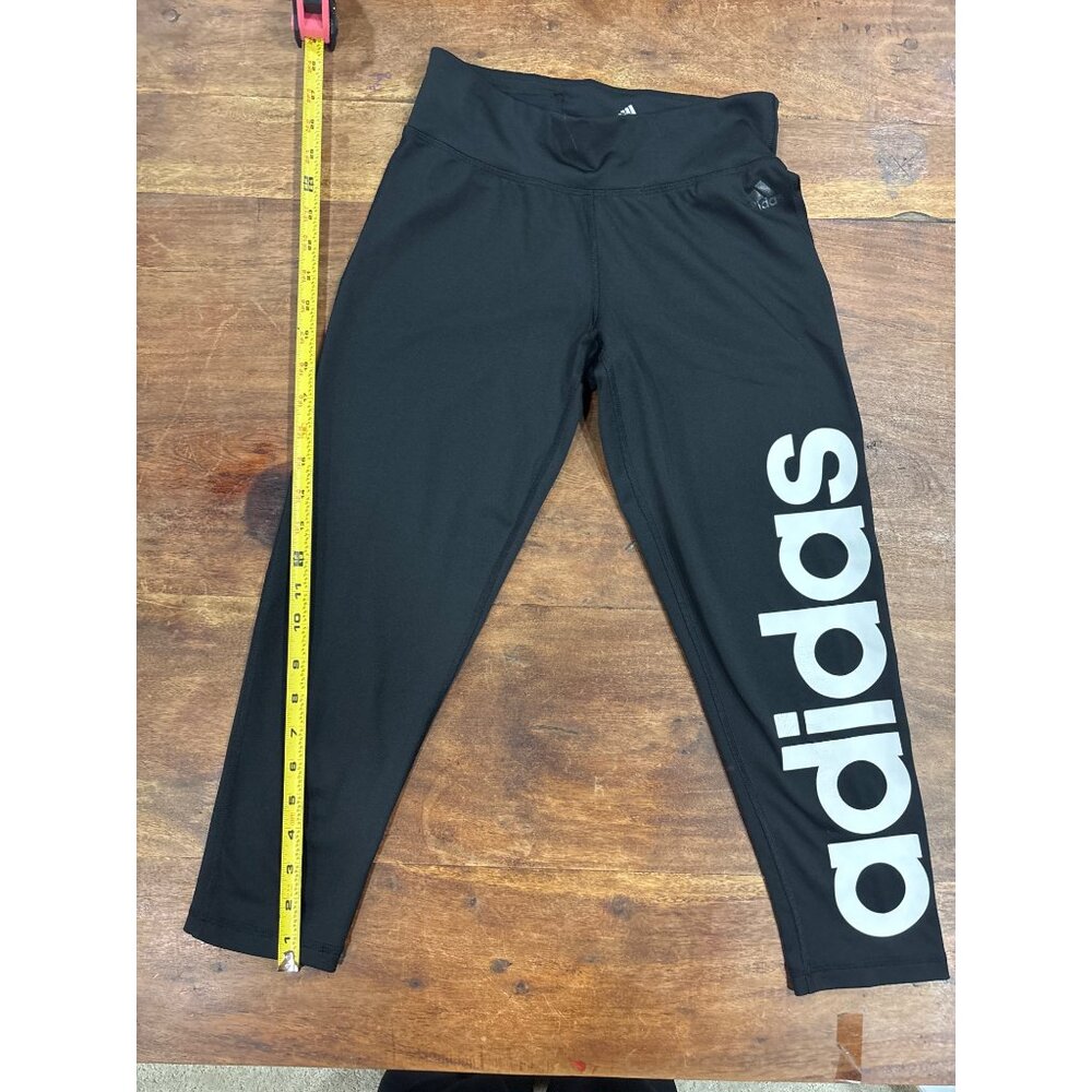 Adidas Climalite Capri Womens Leggings Black/White Logo S Stretch Activewear - Picture 7 of 10